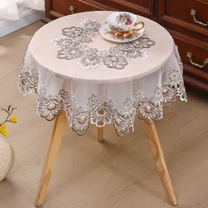 European Style White Lace Round Tablecloth Delicate Fabric Fresh Coffee Table Decorative Dust Cover Modern Home Use