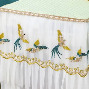 Copertura antipolvere per lavatrice in stile nordico con bordo in pizzo ricamato, elegante