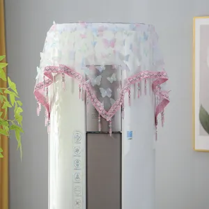 Funda antipolvo para aire acondicionado vertical con mariposas 3D y bonito encaje rosa.