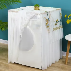 Copertura antipolvere per lavatrice in pizzo nordico, elegante tessuto ricamato casa.