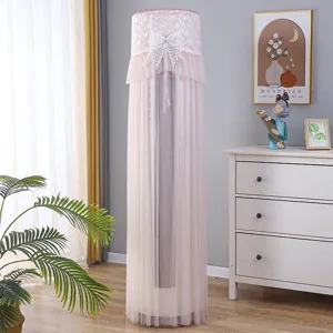 Pink lace floor standing round air conditioner dust cover elegant home decor detail
