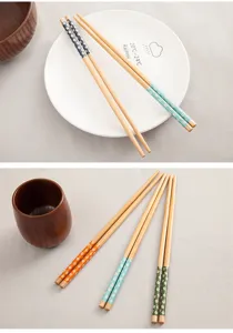 Bacchette in legno giapponesi set di bastoncini di bambu stampati a fiori per la cucina