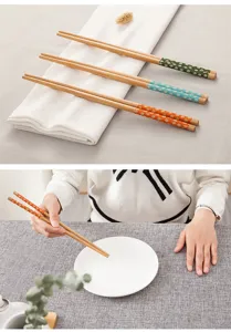 Bacchette in bambù stampate a fiori in stile giapponese, set di stoviglie da cucina.