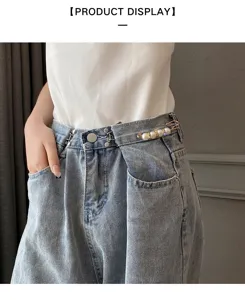 Spilla di stringere vita in perla fibbia pantaloni regolabile spilla in metallo
