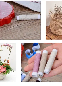 Kit da cucito portatile per la casa con aghi assortiti e fili colorati per lavori sartoriali.