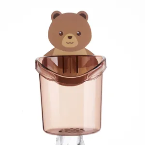 Simpatico portaspazzolino da parete a forma di orso tazza portaoggetti in bagno organizer