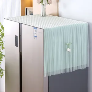 Modern minimalist refrigerator dust cover with lace mesh and elegant tulip decor