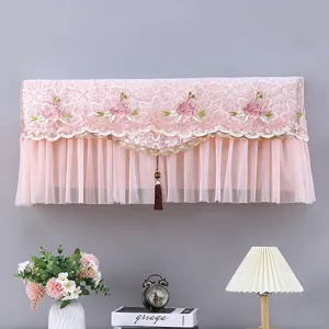 Rosa spitze klimaanlage abdeckung staubschutz mit zartem stickerei blumen design.