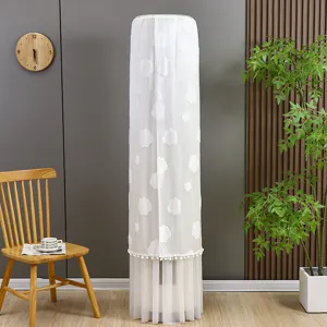 Cylindrical vertical air conditioner dust cover white cloud pattern lace tassel home decor