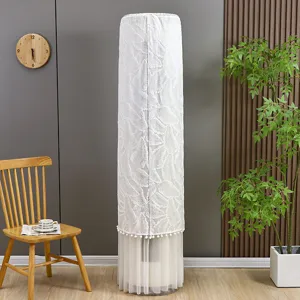Cylindrical vertical air conditioner dust cover white lace embroidered flower design home decor