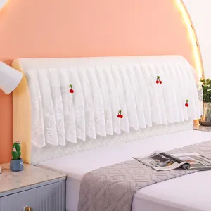 Princess style white lace bedhead cover elastic dustproof soft head board protector 1pc