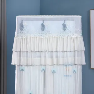 Copertura antipolvere verticale per condizionatore in pizzo con elegante ricamo pavone.