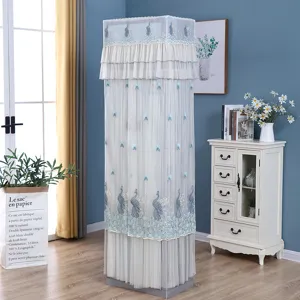 Elegante copertura antipolvere per condizionatore verticale ricamata, custodia in pizzo mesh.