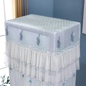 Copertura antipolvere per condizionatore verticale con ricamo di pavone e belle balze.