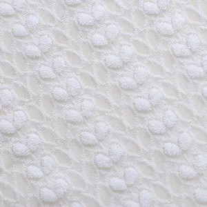White lace fabric close-up showing detailed textured floral weave and material details.