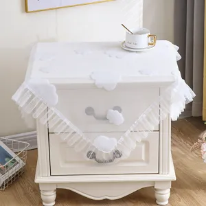 White lace bedside table cover dustproof cloth Nordic style fabric nightstand decorative cloth