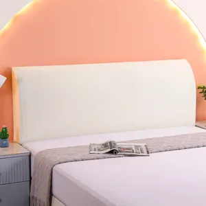 Detailed view of the elastic fabric headboard cover, offering a cozy and elegant bedroom style.