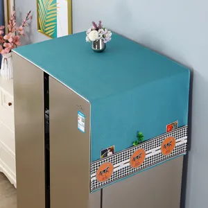 Housse de protection anti-poussière turquoise pour réfrigérateur avec poches de rangement