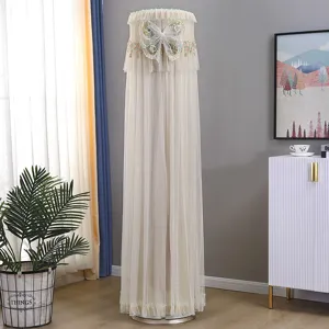 Elegant standing air conditioner dust cover lace mesh scene display with butterfly.