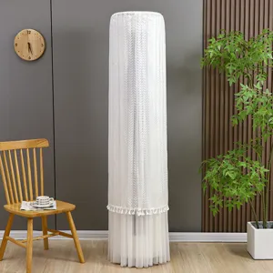 Minimalist Lace Air Conditioner Dust Cover Full Coverage Cylinder Floor Standing AC Cover With Tassel Home Decor