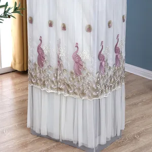 Copertura antipolvere per climatizzatore verticale con elegante ricamo di pavone.