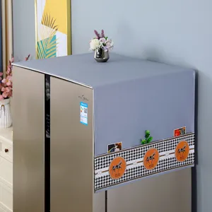 Housse anti-poussière grise pour réfrigérateur avec motif de cheval élégant pour électroménager.