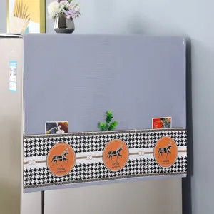 Housse anti-poussière moderne pour réfrigérateur avec motif pied-de-poule, protection.