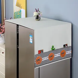 Housse anti-poussière élégante pour réfrigérateur avec motif pied-de-poule et cheval orange