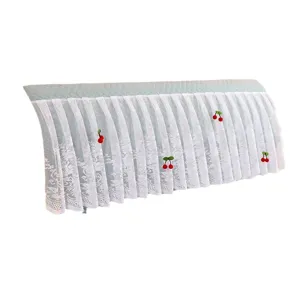 Dustproof bed headboard cover with lace ruffle and cute cherry decor for bedroom decor.