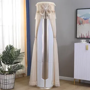Vertical cylindrical air conditioner dust cover lace elegant home decor breathable protective cover