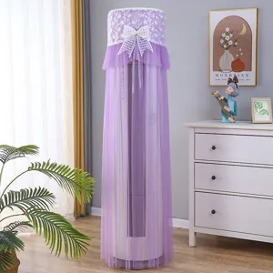 Vertical round air conditioner dust cover purple lace mesh protective cover breathable
