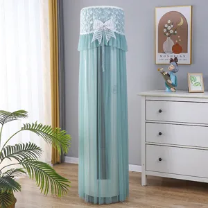 Vertical round air conditioner cover dustproof lace mesh elegant home decor protector