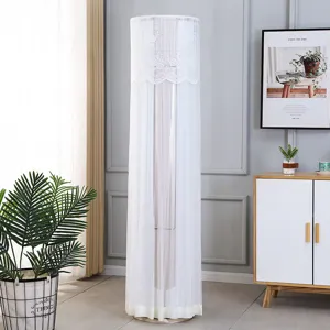 White cylindrical air conditioner dust cover lace embroidered vertical AC protective sleeve