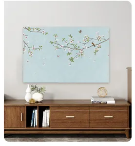 Chinese stijl 55 inch TV stofhoes met elegant bloem en vogel patroon gedetailleerde weergave