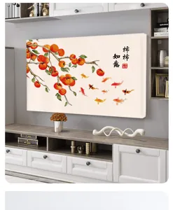 Chinese stijl 55 inch TV stofhoes elastische stof decoratieve scherm beschermer hoes.