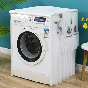 Copertura antipolvere per lavatrice in pizzo stile nordico con ricamo ananas viola.