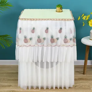 Copertura antipolvere per lavatrice in pizzo nordico con ricamo di ananas.