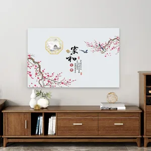 Chinese stijl TV stofdichte hoes elastische stof decoratieve wandhangende pruimenbloesem