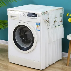 Copertura antipolvere per lavatrice in stile nordico, pizzo elegante con cervi ricamati.