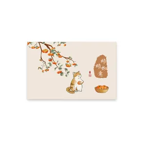 Chinese stijl 55-inch tv-stofhoes met schattige kat en persimmon print voor thuisdecoratie.