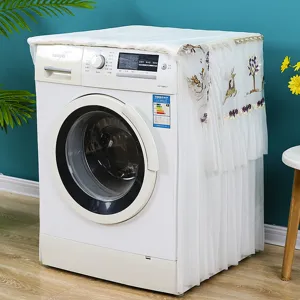 Copertura antipolvere in pizzo per lavatrice stile nordico, elegante tessuto ricamato.