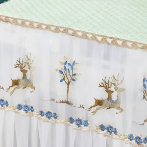 Copertura antipolvere per lavatrice in stile nordico, parte superiore con ricamo.