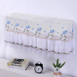Kant Geborduurde Airconditioning Stofdichte Hoes Waterdicht Polyester Wandmontage AC Beschermhoes Bloemen Huisdecoratie