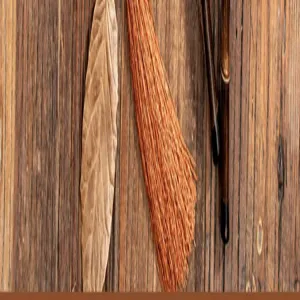 Close-up detail view of traditional Song dynasty style bamboo whisk fan with natural fibers.