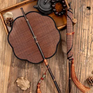 Traditional Chinese handmade bamboo woven fan with vintage tassel design, perfect for Hanfu.