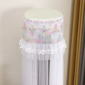 Fundas antipolvo para aire acondicionado cilíndrico vertical, detalle encaje floral.