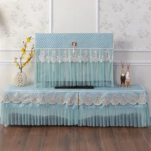 Set copri TV trapuntato in pizzo e gonna per mobile antipolvere per la decorazione domestica.