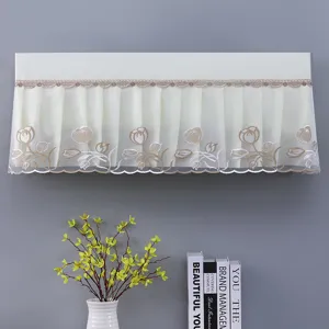 Detailed display of an elegant embroidered lace air conditioner dust cover for home decor.