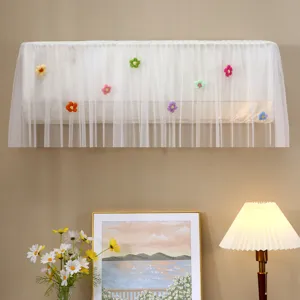 White Lace Mesh Air Conditioner Dust Cover Full Coverage Wall Mounted AC Protector Decorative Home Textile Cover