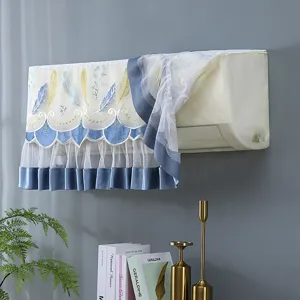 Embroidered feather air conditioner dust cover, breathable mesh fabric, full coverage protection.